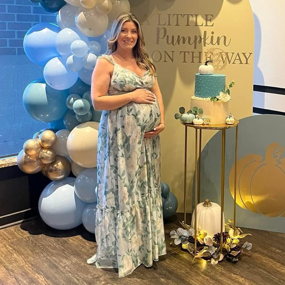 Floral Wrap Maxi Dress in Mint Green - Picture 3 of 5